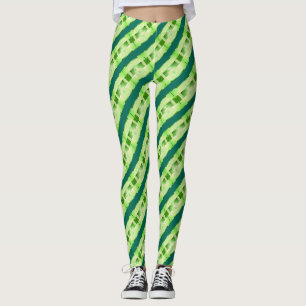 Leggings Rubans tressés ou dalles vertes jaunâtres irréguli