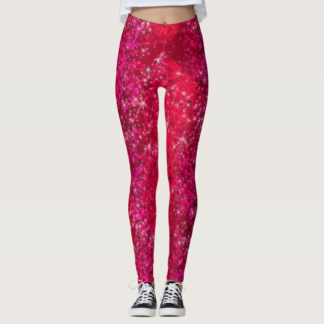 Leggings Ruby Red Parties scintillant Sparkbling Mode Yoga  (Devant)