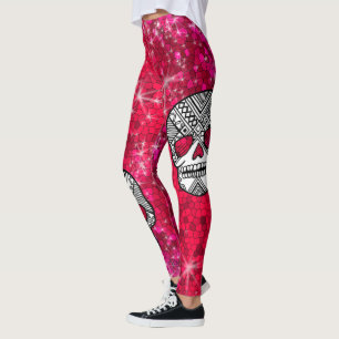Leggings Ruby Red Rhinestone Parties scintillant Sequin Sug