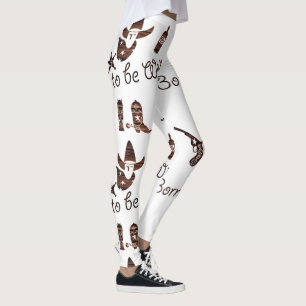 Leggings Rustic Est Né Pour Être Un Cowboy Sauvage