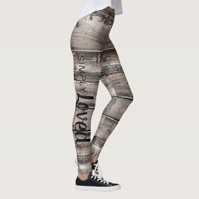 Leggings rustique chic SIMPLY LOVED script sur bois d'écorc (Droite)