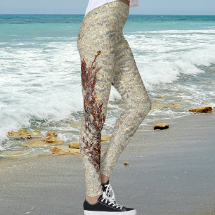 Leggings Sable de plage, eau et algues photographiques