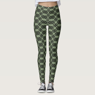Leggings Sage géométrique en latte moderne Vert Jade & Noir