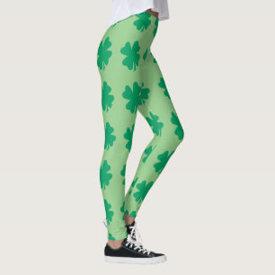 Leggings Sage Green St Patrick's Day Shamrock feuille migno