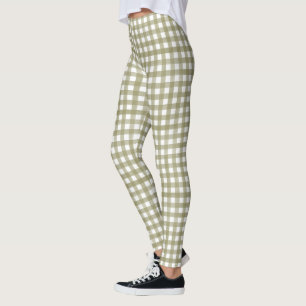 Leggings Sage Vert En vichy Plaid Motif