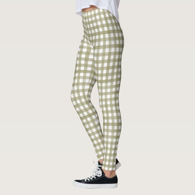 Leggings Sage Vert En vichy Plaid Motif (Gauche)