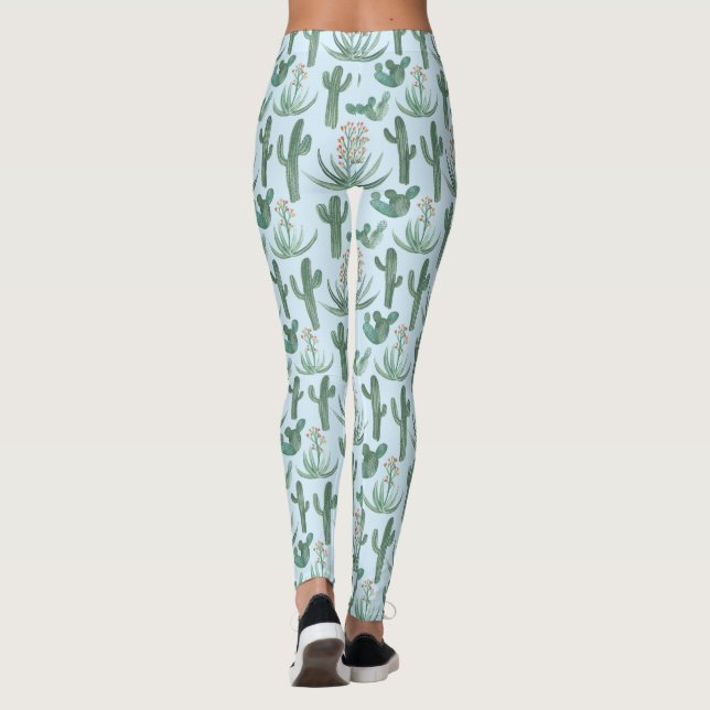 Leggings Saguaro Cactus Succulents Aquarelle du désert (Dos)