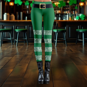 Leggings Saint Patrick's Day Striped Green Parties scintill
