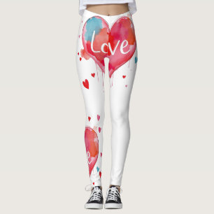 Leggings Saint Valentin Artsy Aquarelle Moderne Amour Cœur
