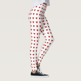 Leggings Saint Valentin Coeurs rouges Coeur blanc Femmes