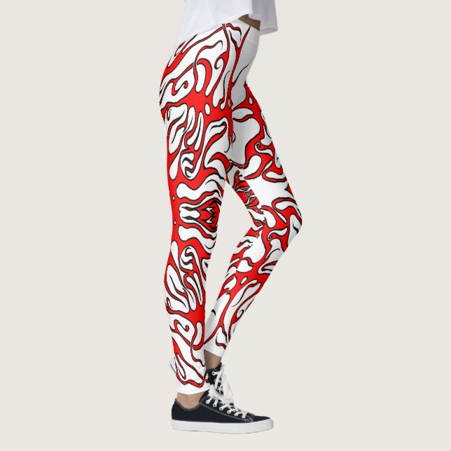 Leggings Saint-Valentin Tatouage Tribal des Coeurs rouges (Droite)
