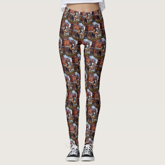 Leggings Saison de Noël de Boston Terrier (Devant)