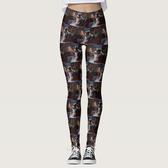 Leggings Saison de Noël du berger australien (Devant)