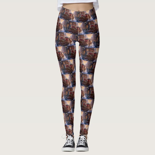 Leggings Saison de Noël Golden Retriever (Devant)