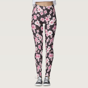 Leggings Sakura de minuit : Symphonie de fleurs de cerisier