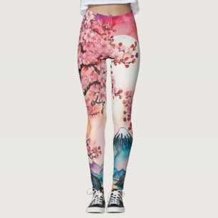 Leggings Sakura paysage de fleurs de cerisier japonais