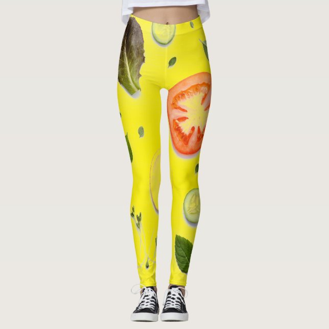 Leggings Salade et fruits motif transparent arrière - plan (Devant)