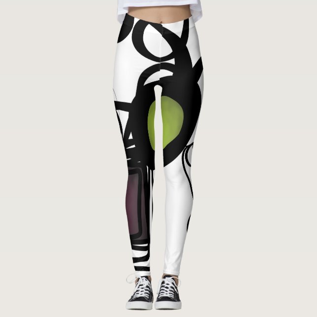 Leggings Salutations de Philydion : Abstrait noir & blanc (Devant)