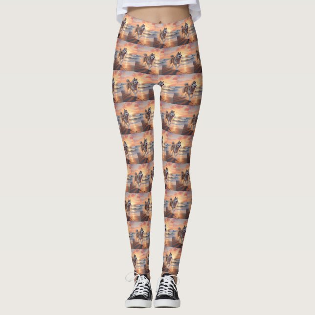 Leggings Sandy Paws Alaskan Malamute Chien sur le coucher d (Devant)