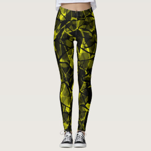 Leggings Sans joint liquide ondulé abstrait noir vert moder