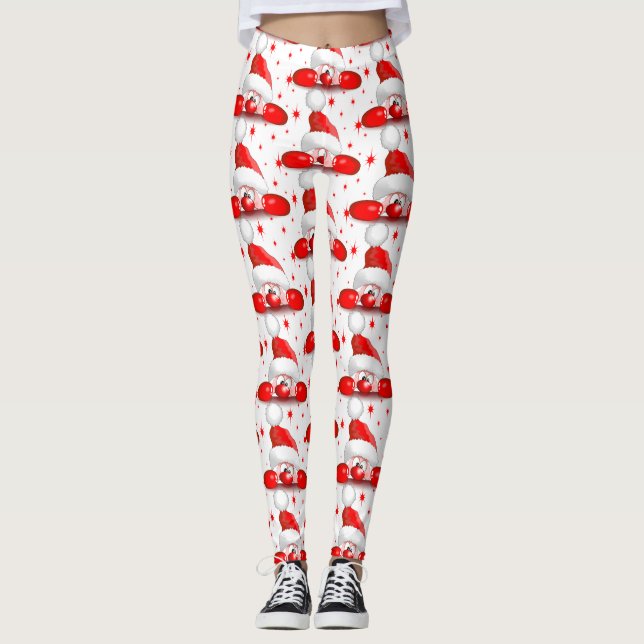 Leggings Santa Cartoon Cute Peeking Character © BluedarkArt (Devant)
