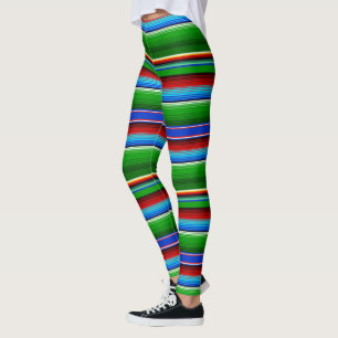 Leggings Sarape mexicaine rouge vert