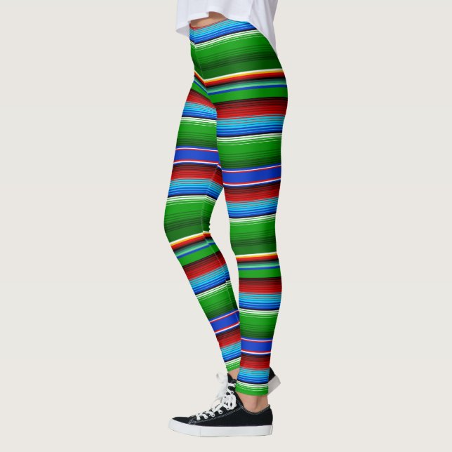 Leggings Sarape mexicaine rouge vert (Gauche)