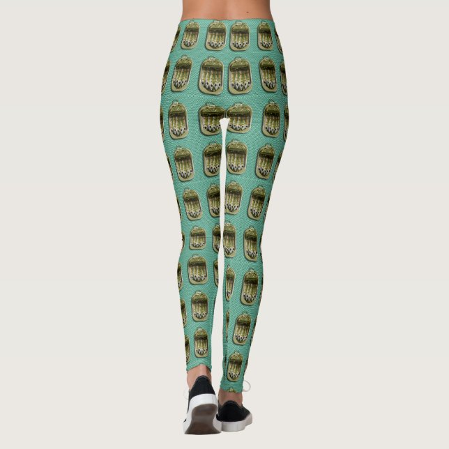 Leggings Sardines sur le vert (Dos)