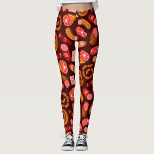 Leggings Saucisses et motifs de viande