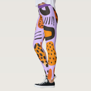 Leggings "Savanna Pop : Vibes tribales en orange et noir"