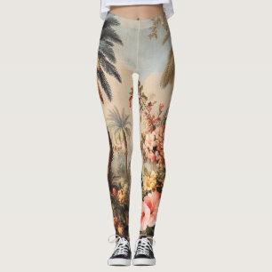 Leggings Scène botanique vintage avec palmiers