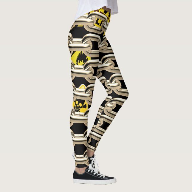 Leggings Scène de crime, mettant en garde drôle de design.  (Droite)