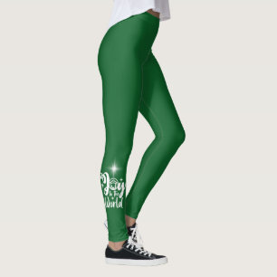 Leggings Scène de la Nativité Joie au monde Vert & Blanc
