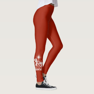 Leggings Scène de la Nativité Joy au monde Rouge & Blanc