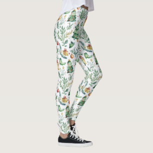 Leggings Scène de Noël hivernale, des arbres, des cadeaux e