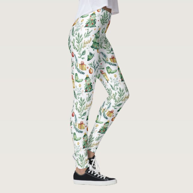 Leggings Scène de Noël hivernale, des arbres, des cadeaux e (Droite)