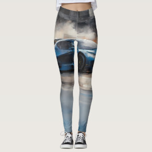 Leggings Scène dynamique de course urbaine bleue