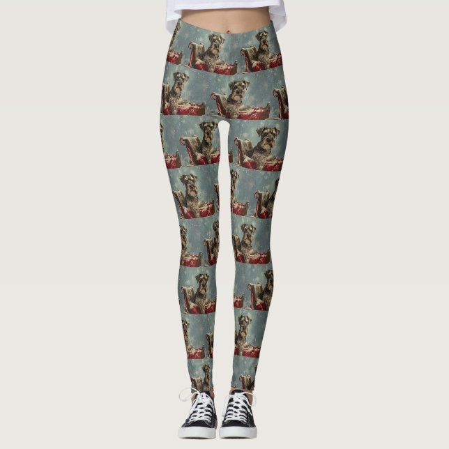 Leggings Schnauzer Chien Festif de Noël (Devant)