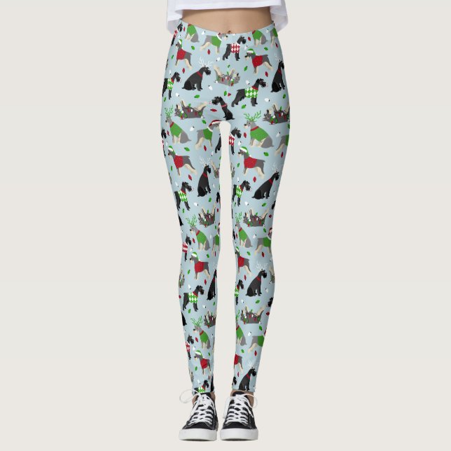 Leggings Schnauzer de Noël (Devant)