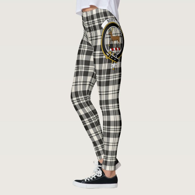 Leggings Scotstee Clan Scott Black White Ancienne Crest (Gauche)