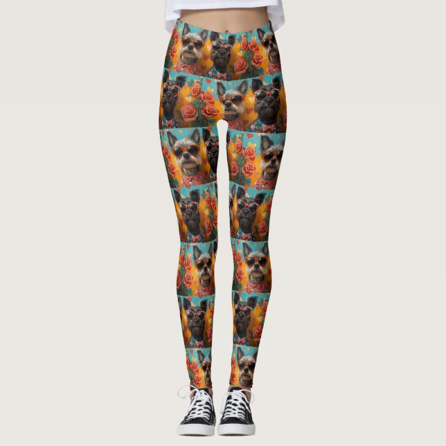 Leggings Scottish Terrier avec coeur Roses Saint-Valentin (Devant)
