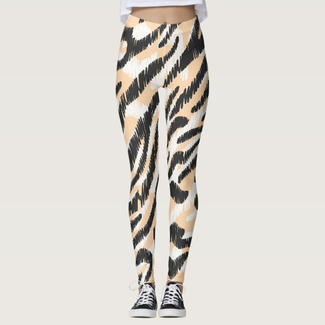 Leggings Scribble Zebra Leopard : Fourrure Vintage (Devant)