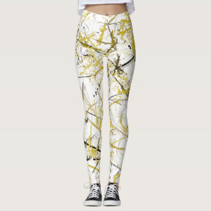 Leggings Scribbles Abstraits - moutarde et Brown