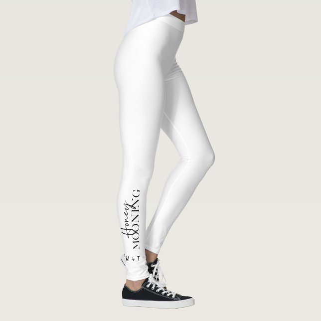 Leggings Script de lune de miel blanc avec Monogrammes et c (Droite)