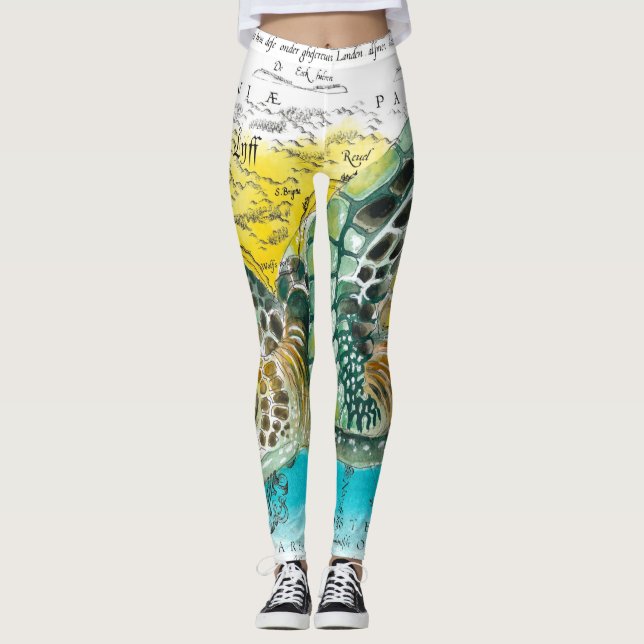 Leggings Sea Turtle Watercolor (Devant)