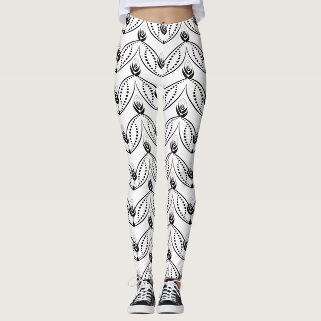 Leggings Seamless Black and White Pattern (Devant)