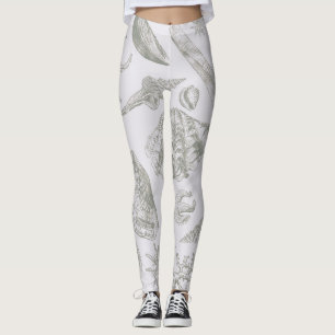 Leggings Seashell Soft Antique Art Beach Shops