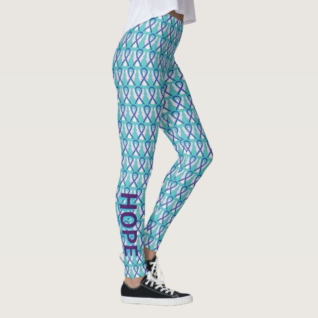 Leggings Sensibilisation turquoise et violette Ruban Angel  (Droite)