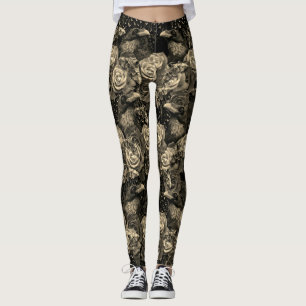 Leggings Sepia Raven Evermore avec Roses et Hawkmoths