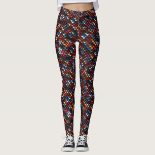 Leggings Séquences rouge, bleu, or et argent